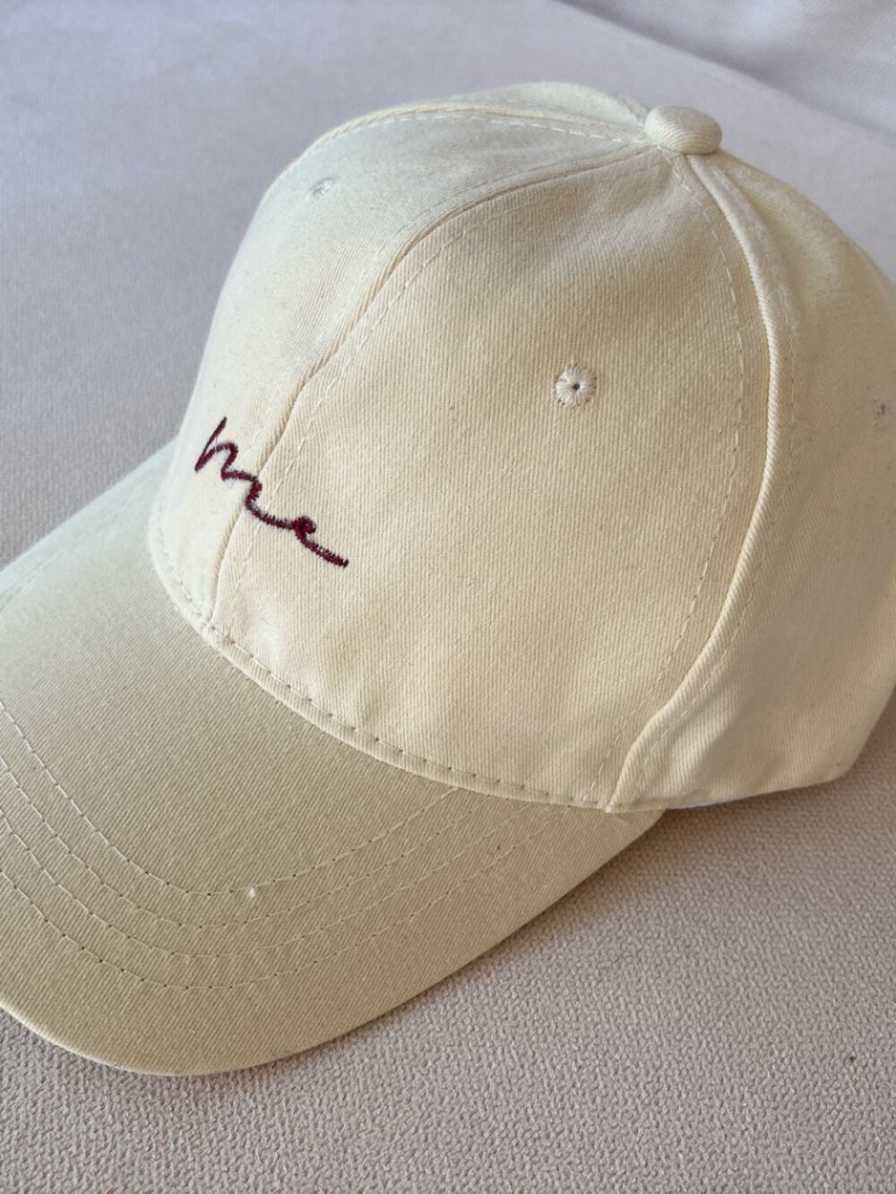 Cream Embroidered Baseball Cap - Picture 3 of 9